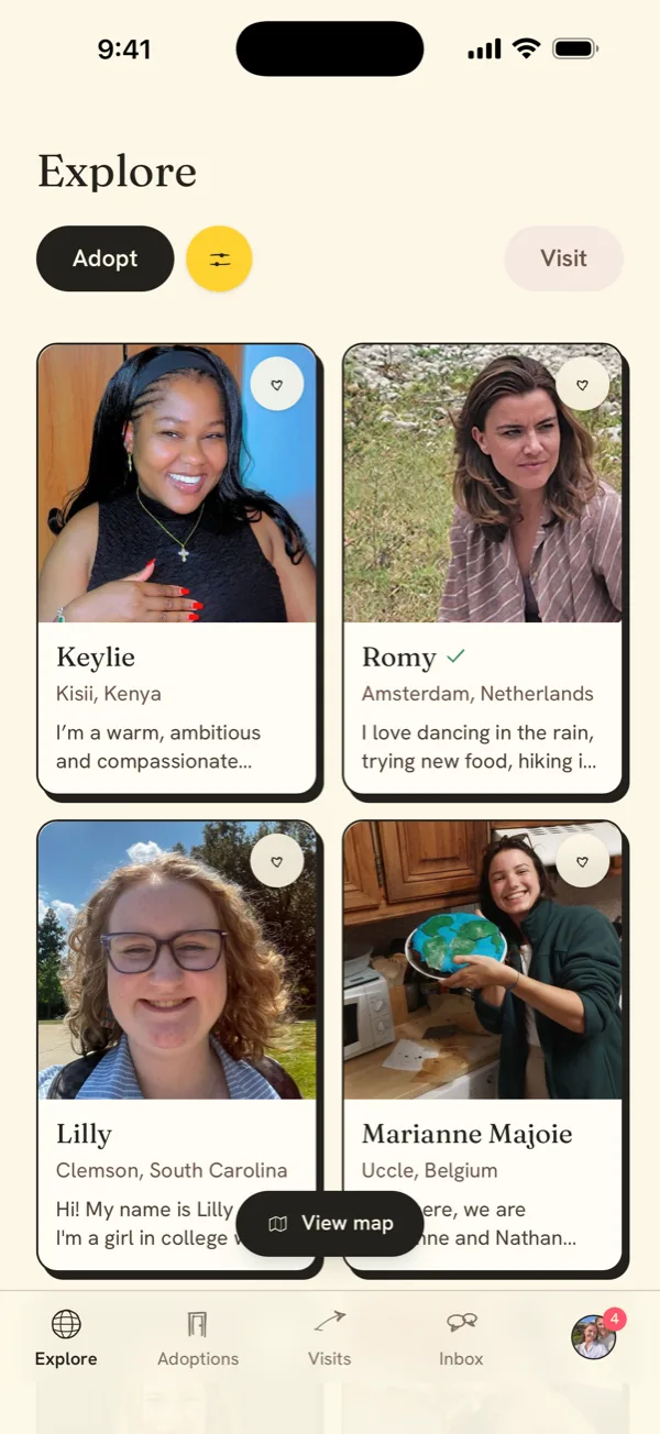Explore on Adopt: members in Kenya, the Netherlands, South Carolina and Belgium.